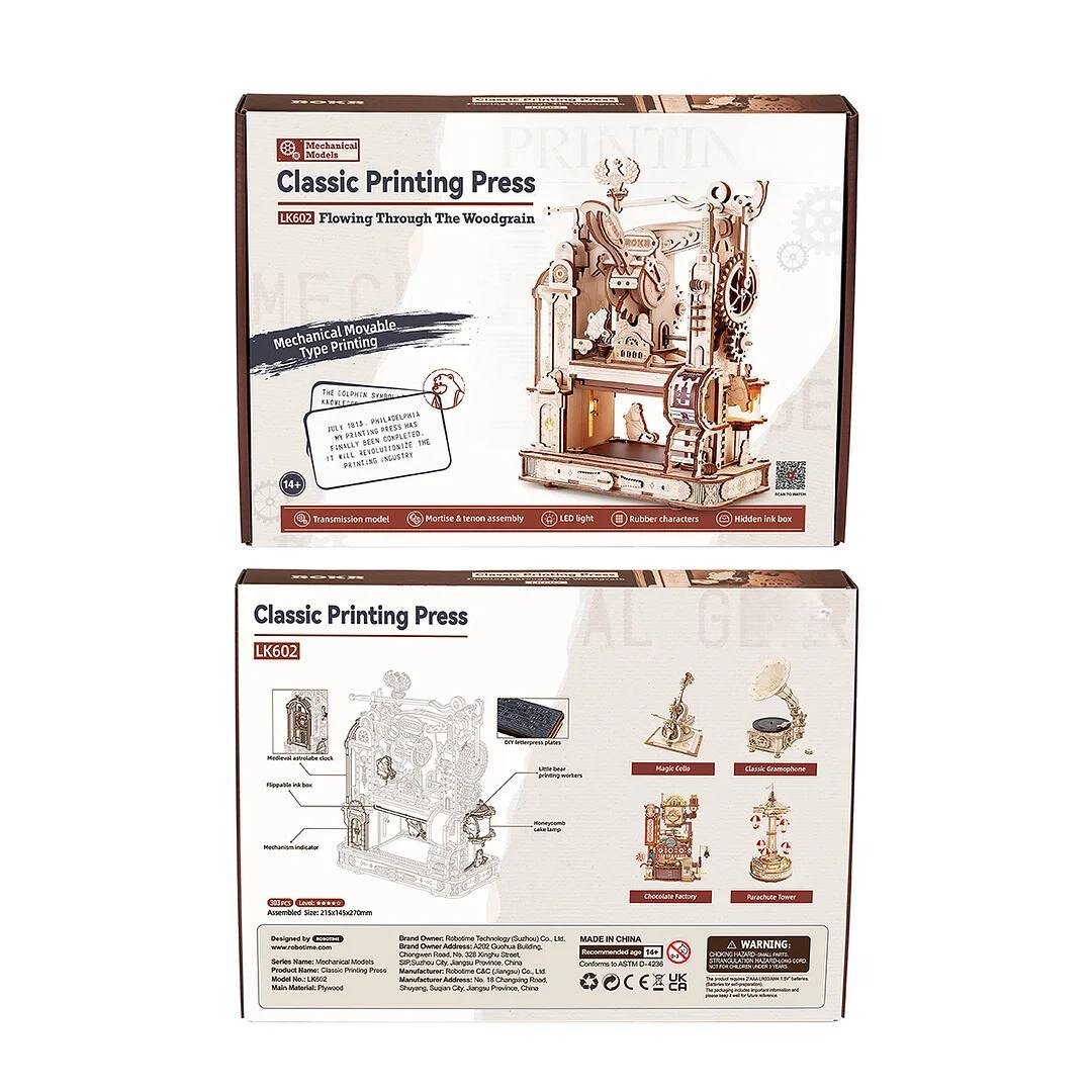 Classic Medieval Printing Press DIY 3D Wooden Puzzle - DIYative™