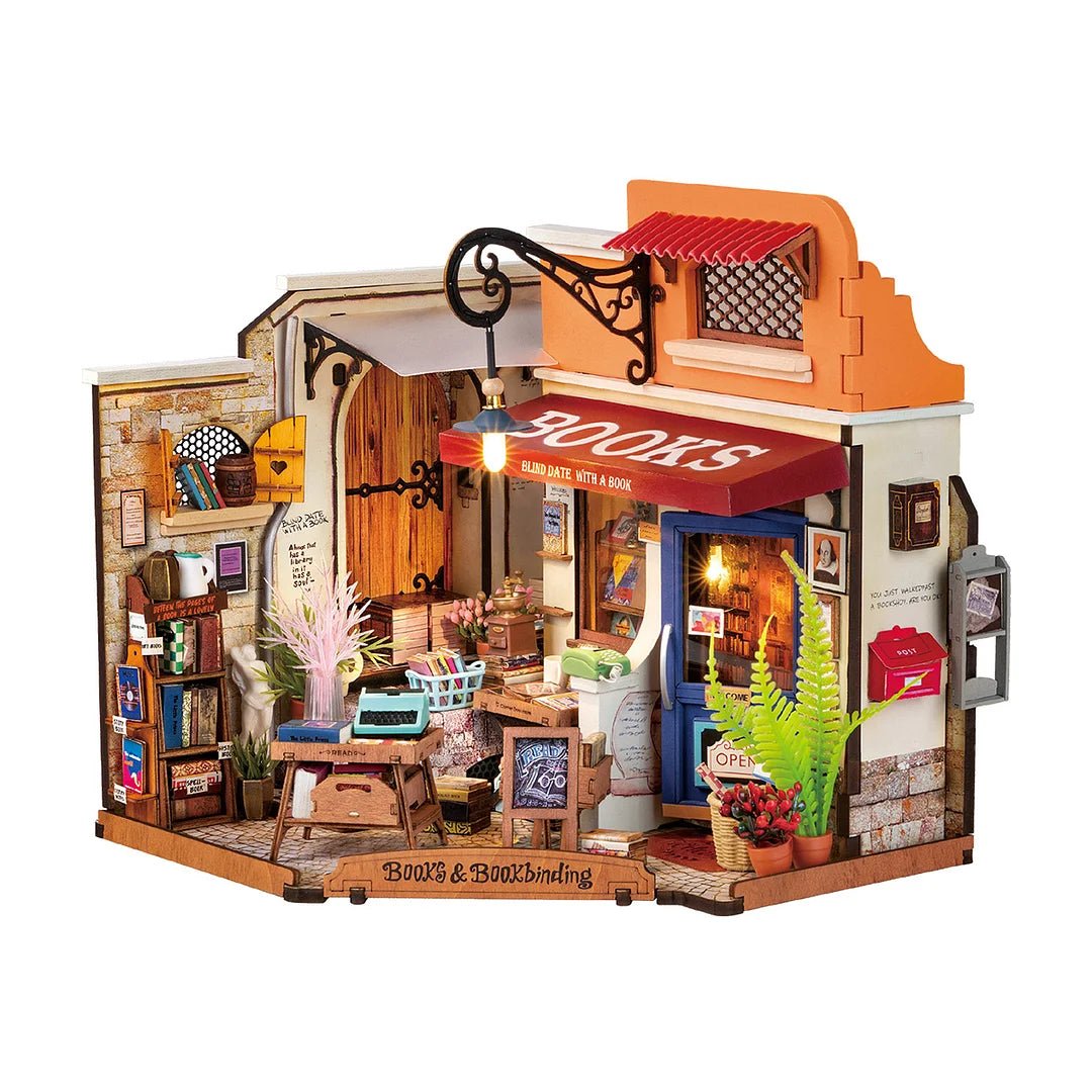 Corner Bookstore DIY Miniature House Kit - DIYative™