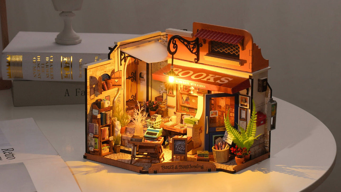 Corner Bookstore DIY Miniature House Kit - DIYative™