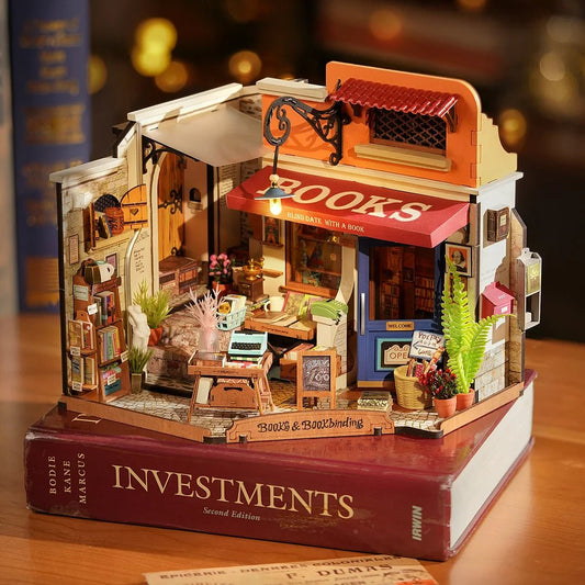 Corner Bookstore DIY Miniature House Kit - DIYative™