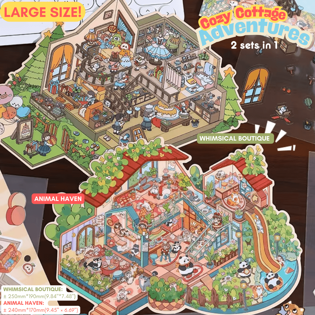 Cozy Cottage Adventures Large - Stick n’ Scene 3D DIY Scene Stickers Therapy - DIYative™