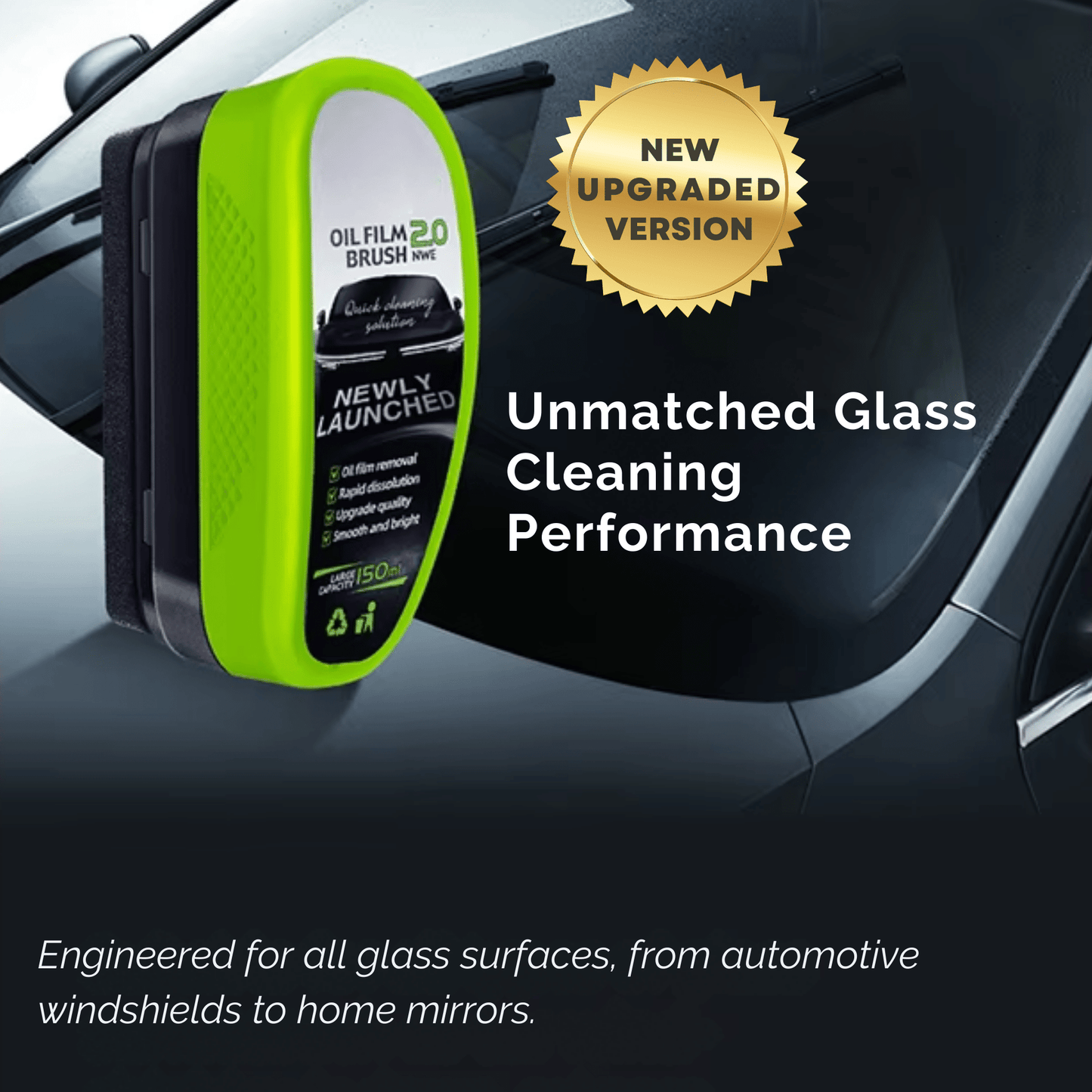 CrystalShield Pro 2.0 Hydrophobic Anti - Fog & Oil Film Glass Cleaning Brush - DIYative™