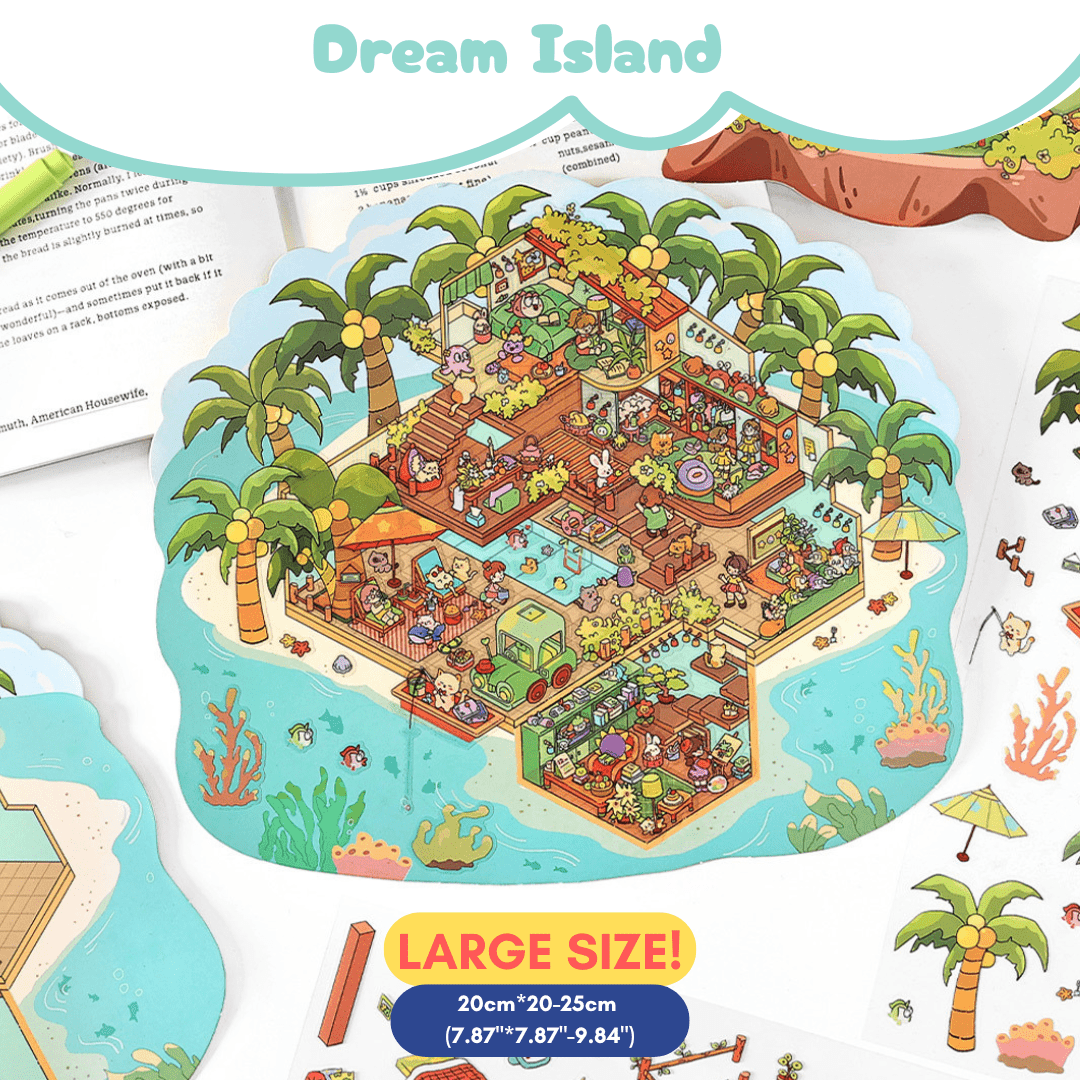 Dreamy Island Life Large - Stick n’ Scene 3D DIY Scene Stickers Therapy - DIYative™