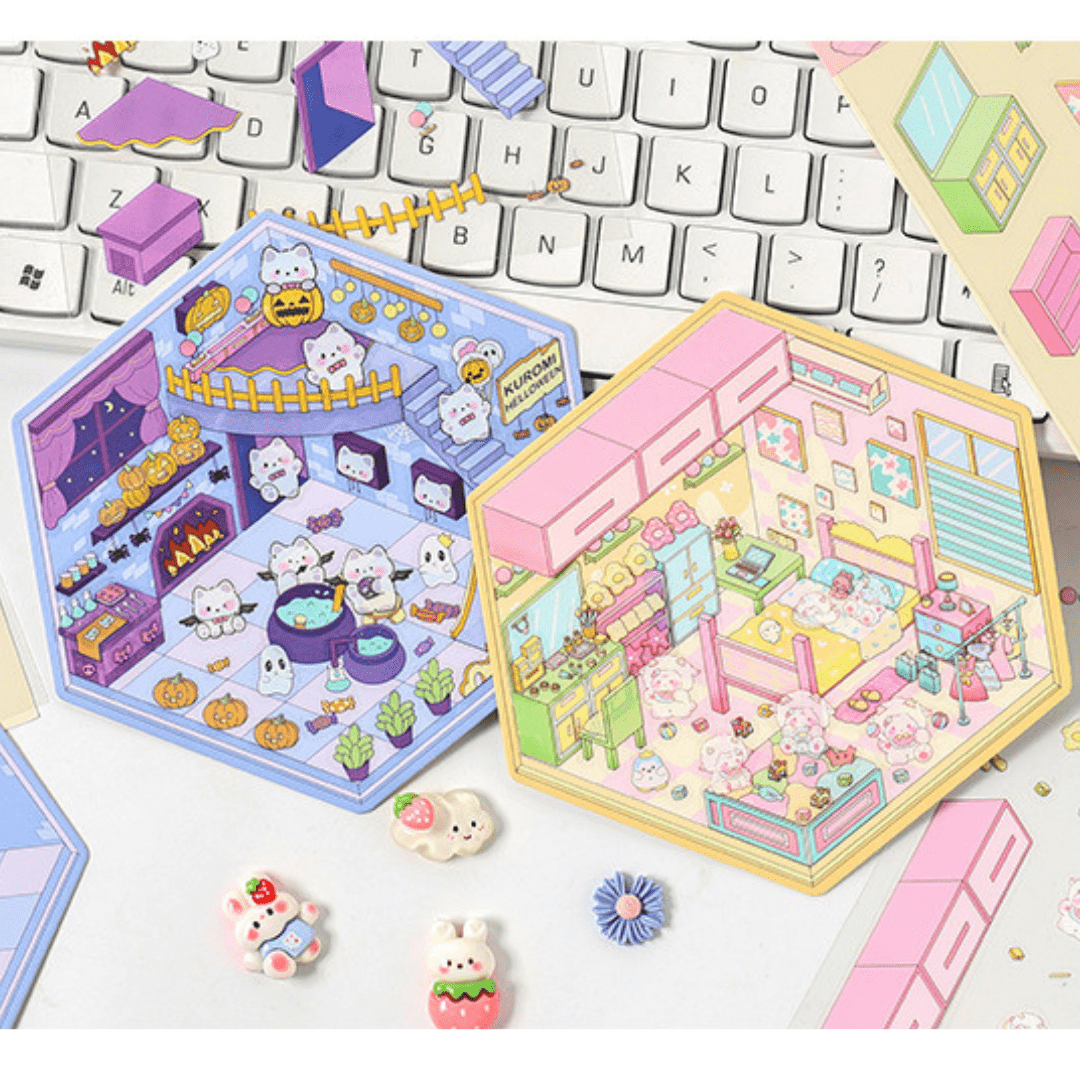 Fuzzy Friends Corner - Stick n’ Scene 3D DIY Scene Stickers Therapy - DIYative™