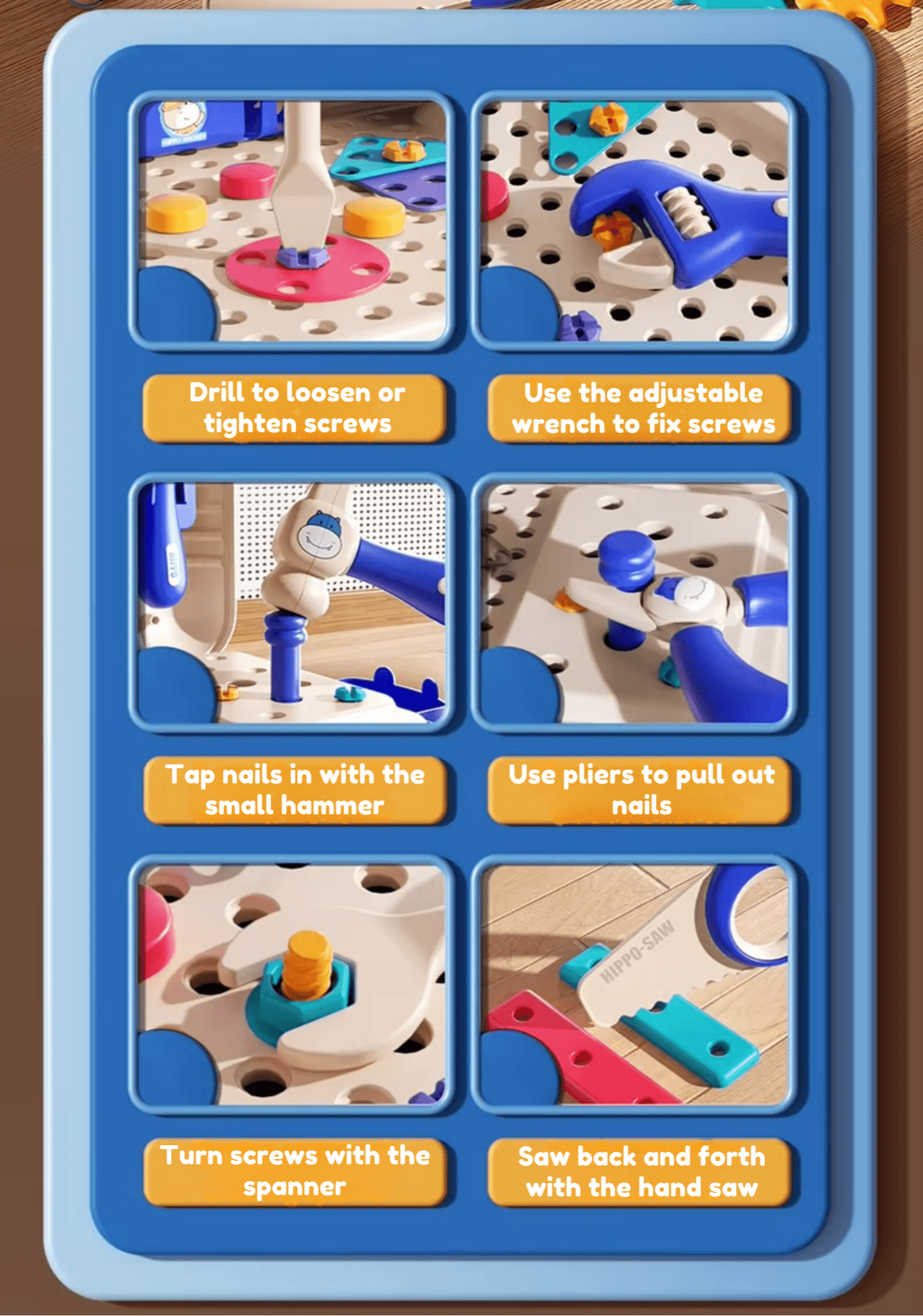 Hippo All - in - one Tool Hub DIY Montessori Tool Box Set - DIYativeâ„¢
