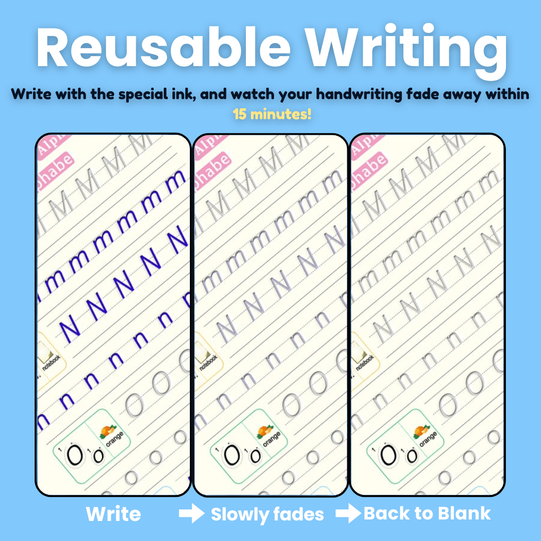 MagicGroove Tracing Book: Reusable Handwriting Practice with Disappearing Ink & Grooves - DIYativeâ„¢