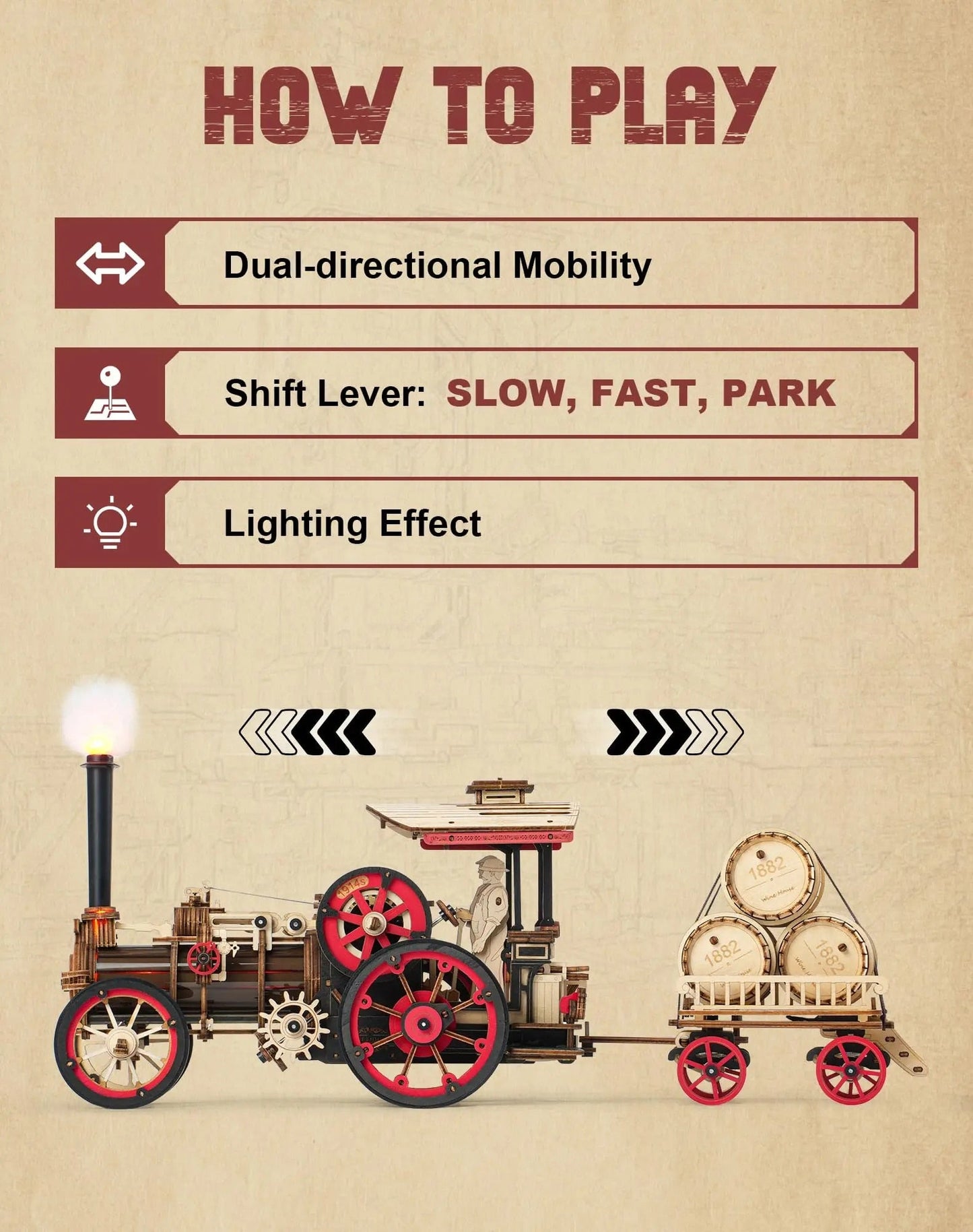Mechanical Steam Engine 3D Wooden Puzzle - DIYative™