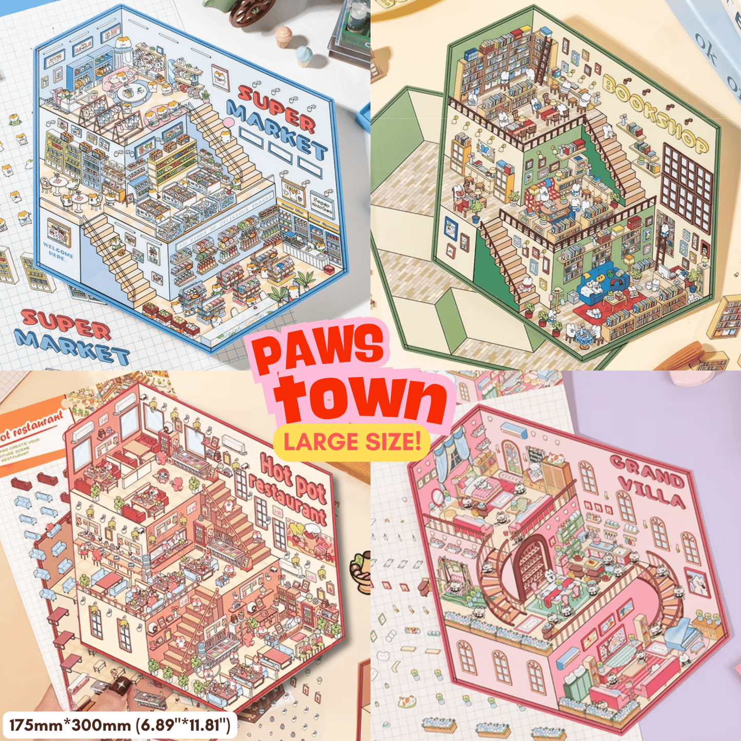 Paws Town Large - Stick n’ Scene 3D DIY Scene Stickers Therapy - DIYative™