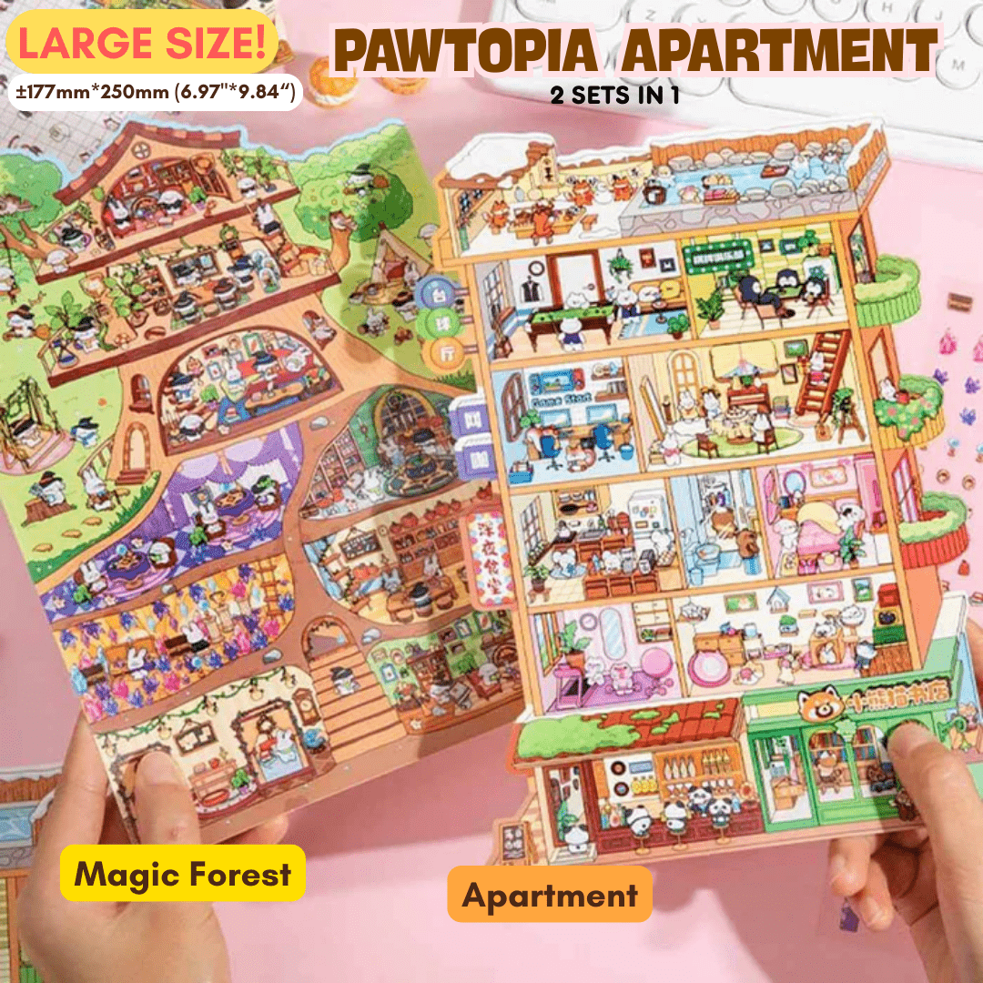 Pawtopia Apartment Series Large - Stick n' Scene 3D DIY Scene Stickers DIYative Pawtopia Apartment Series Large - Stick n' Scene 3D DIY Scene Stickers DIYative