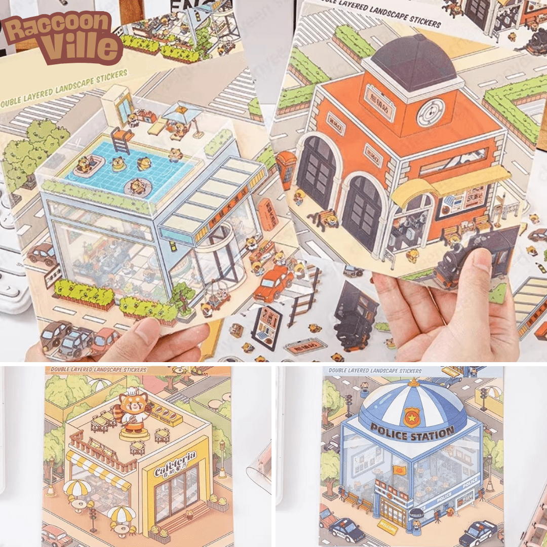 Raccoon Ville - Stick n’ Scene 3D DIY Scene Stickers Therapy - DIYative™