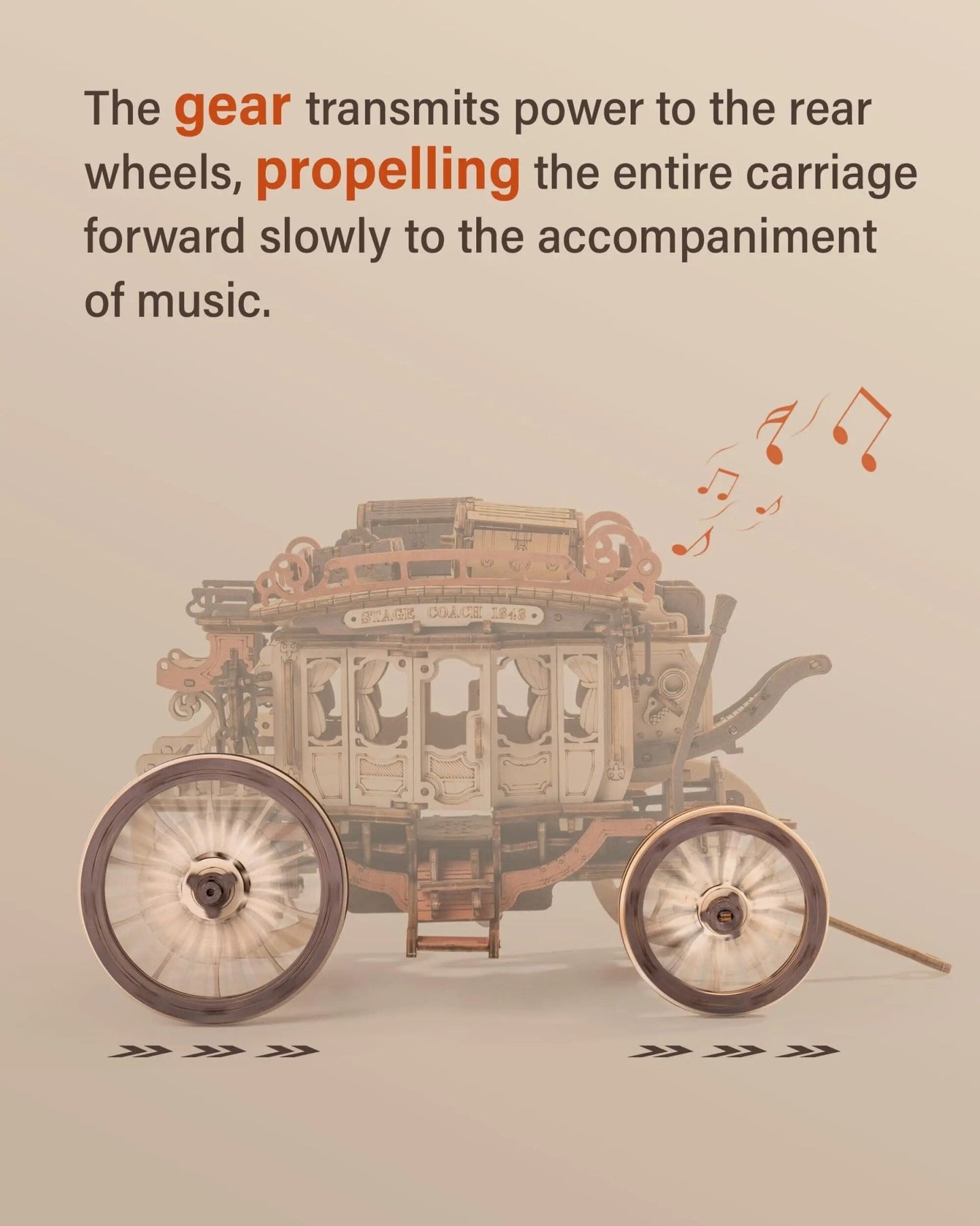 Stagecoach Mechanical Music Box 3D Wooden Puzzle - DIYative™