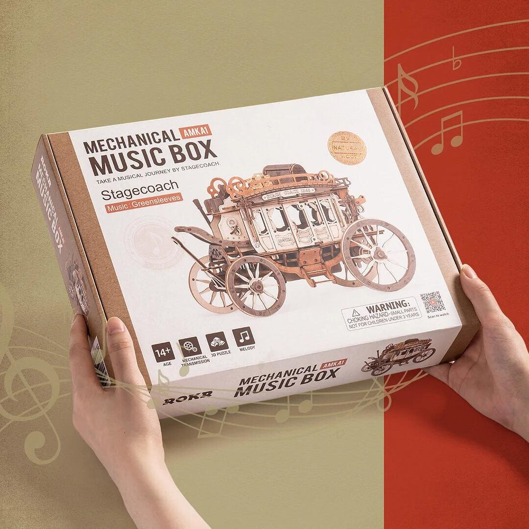 Stagecoach Mechanical Music Box 3D Wooden Puzzle - DIYative™