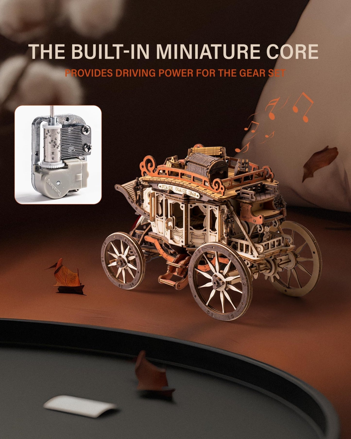 Stagecoach Mechanical Music Box 3D Wooden Puzzle - DIYative™