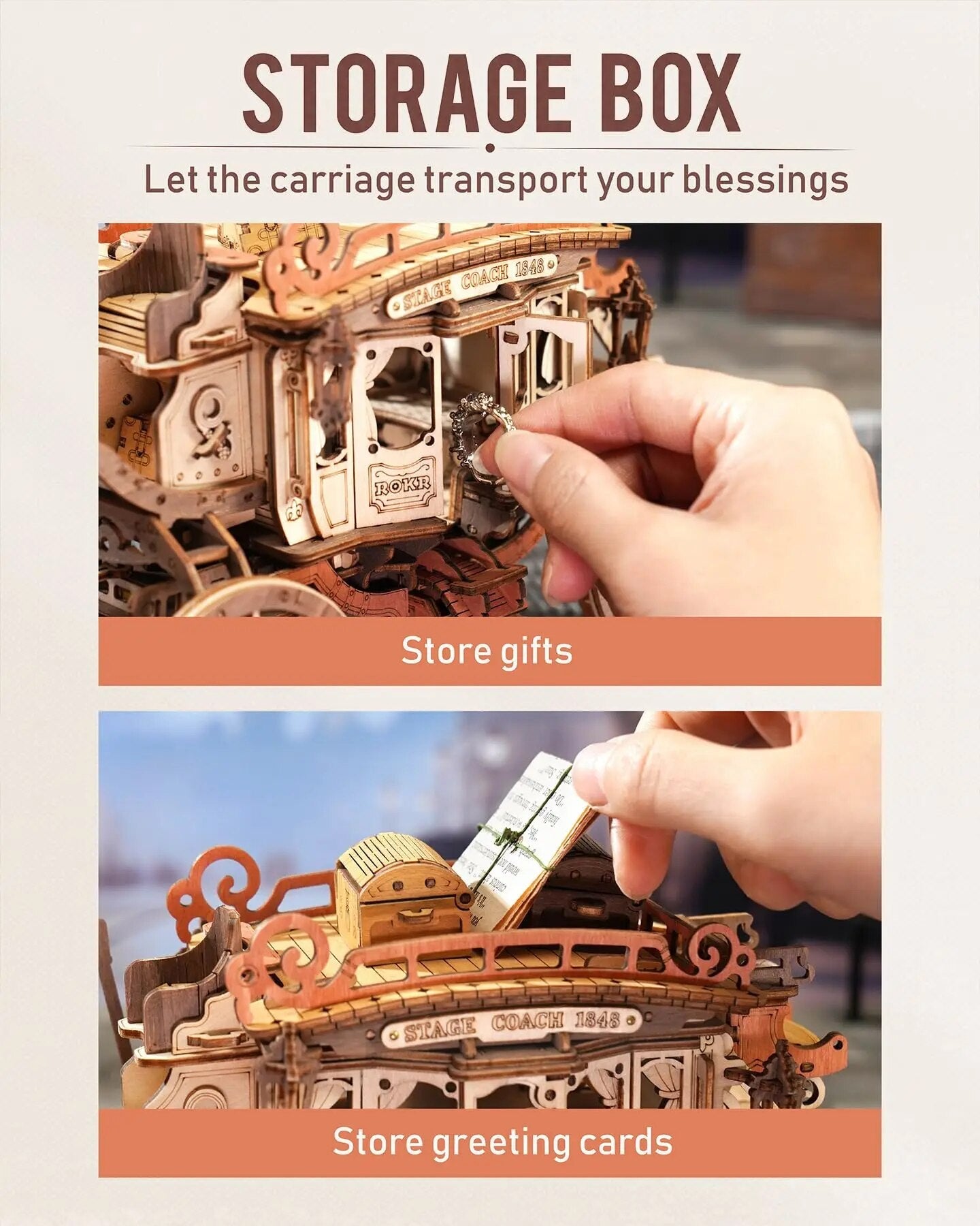 Stagecoach Mechanical Music Box 3D Wooden Puzzle - DIYative™