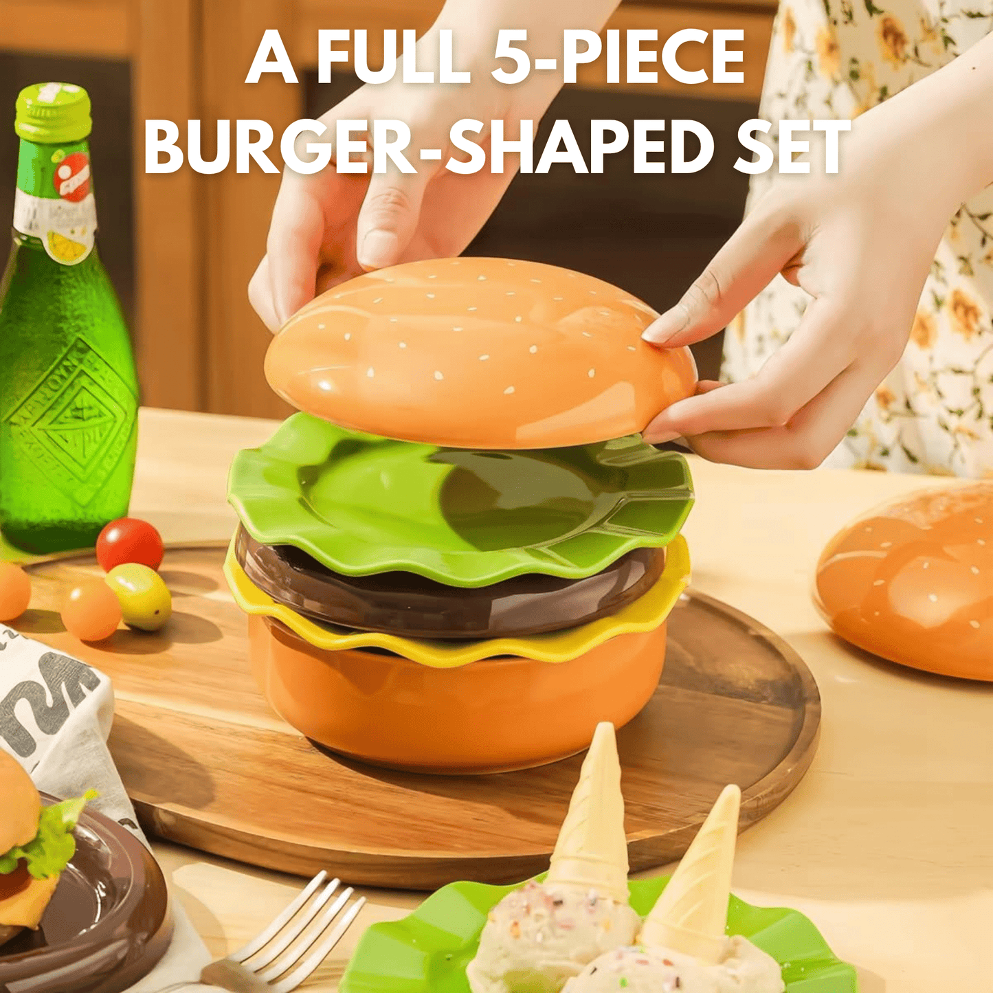 The Burger Stack Collection: Playful Ceramic Sets That Stack into a Perfect Burger - DIYative™