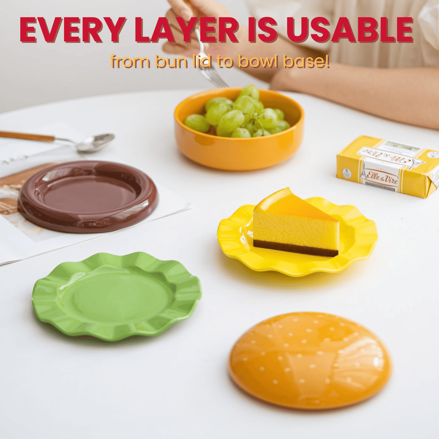 The Burger Stack Collection: Playful Ceramic Sets That Stack into a Perfect Burger - DIYative™