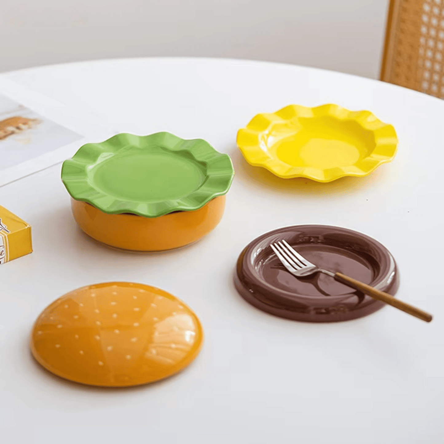 The Burger Stack Collection: Playful Ceramic Sets That Stack into a Perfect Burger - DIYative™