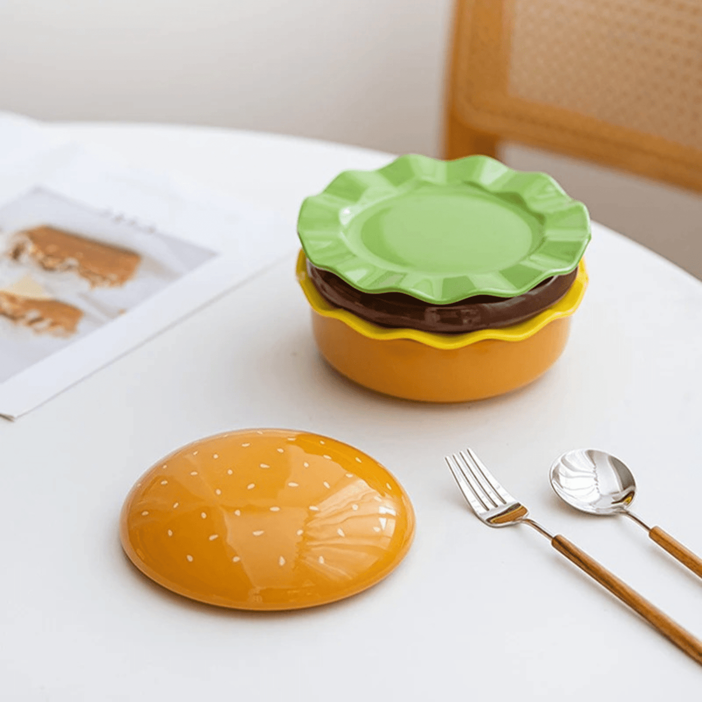 The Burger Stack Collection: Playful Ceramic Sets That Stack into a Perfect Burger - DIYative™