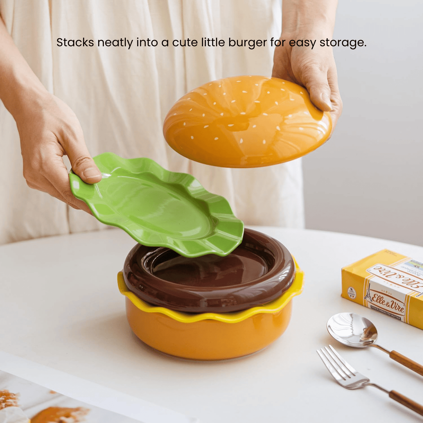 The Burger Stack Collection: Playful Ceramic Sets That Stack into a Perfect Burger - DIYative™