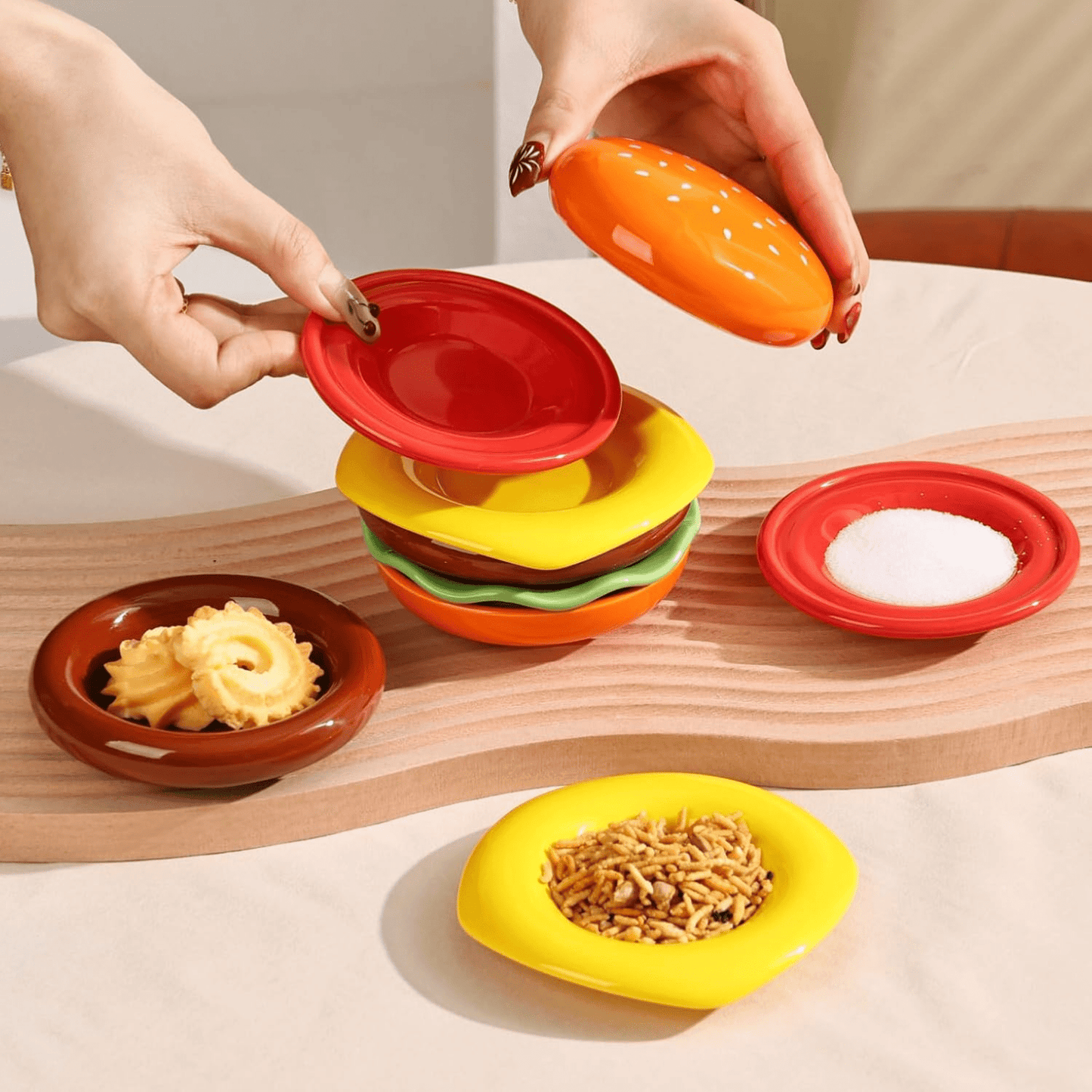 The Burger Stack Collection: Playful Ceramic Sets That Stack into a Perfect Burger - DIYative™