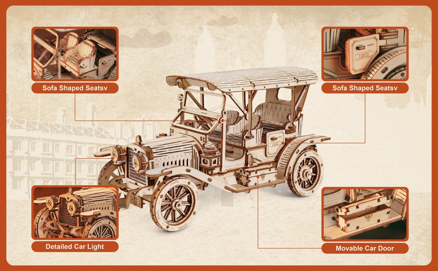 Vintage Retro Car 3D Wooden Puzzle - DIYative™