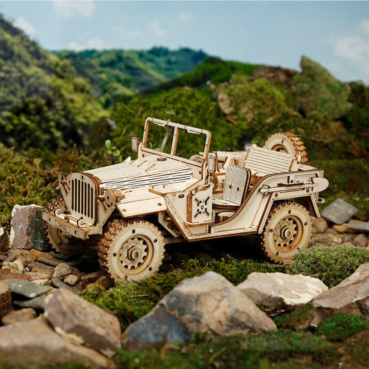 Army Jeep Scale Model 3D Wooden Puzzle - DIYative™