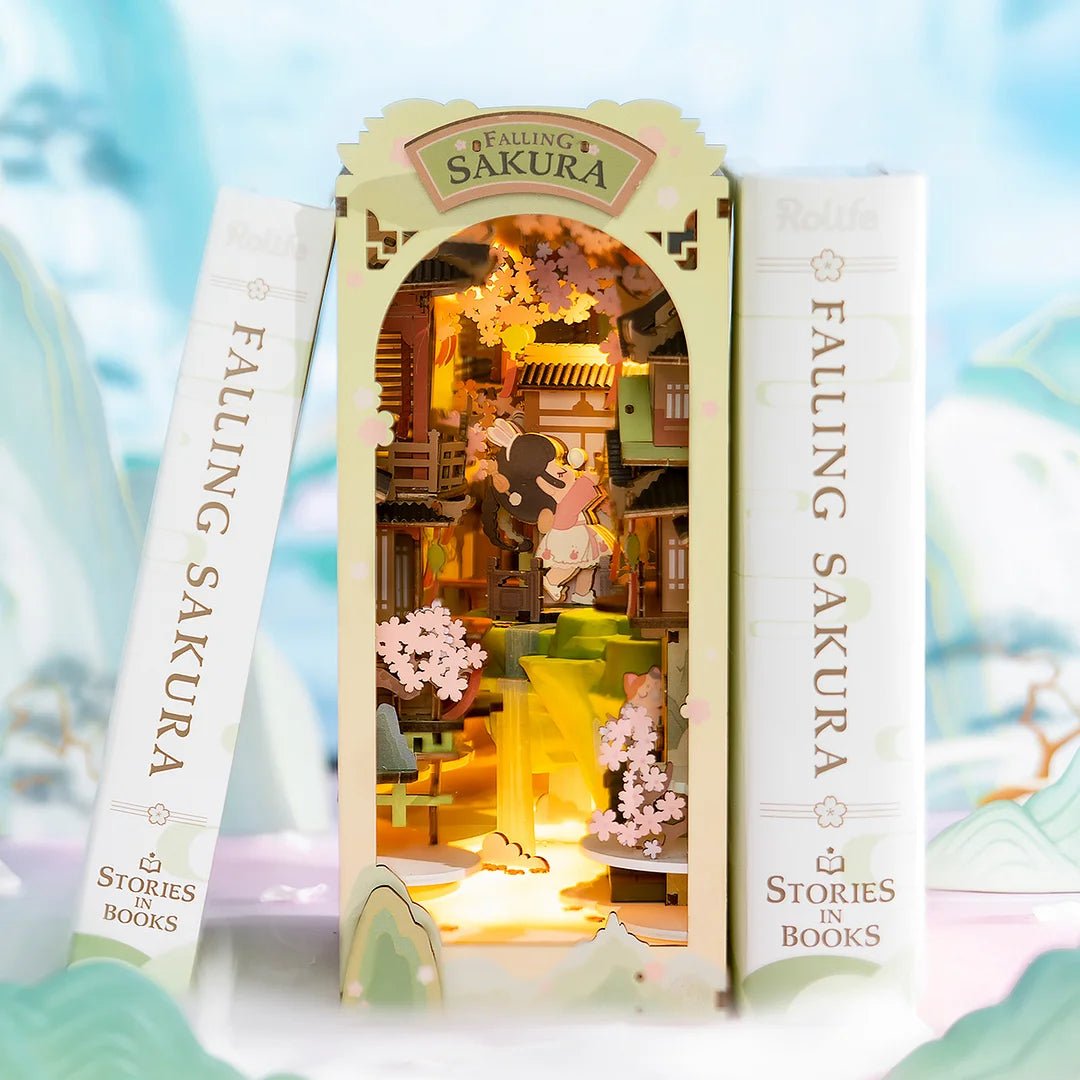 Falling Sakura DIY Book Nook 3D Wooden Puzzle - DIYative™