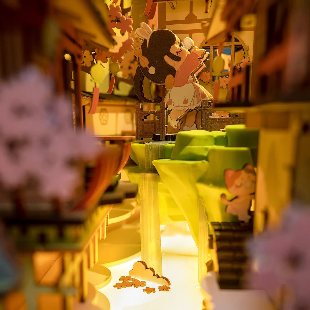 Falling Sakura DIY Book Nook 3D Wooden Puzzle - DIYative™