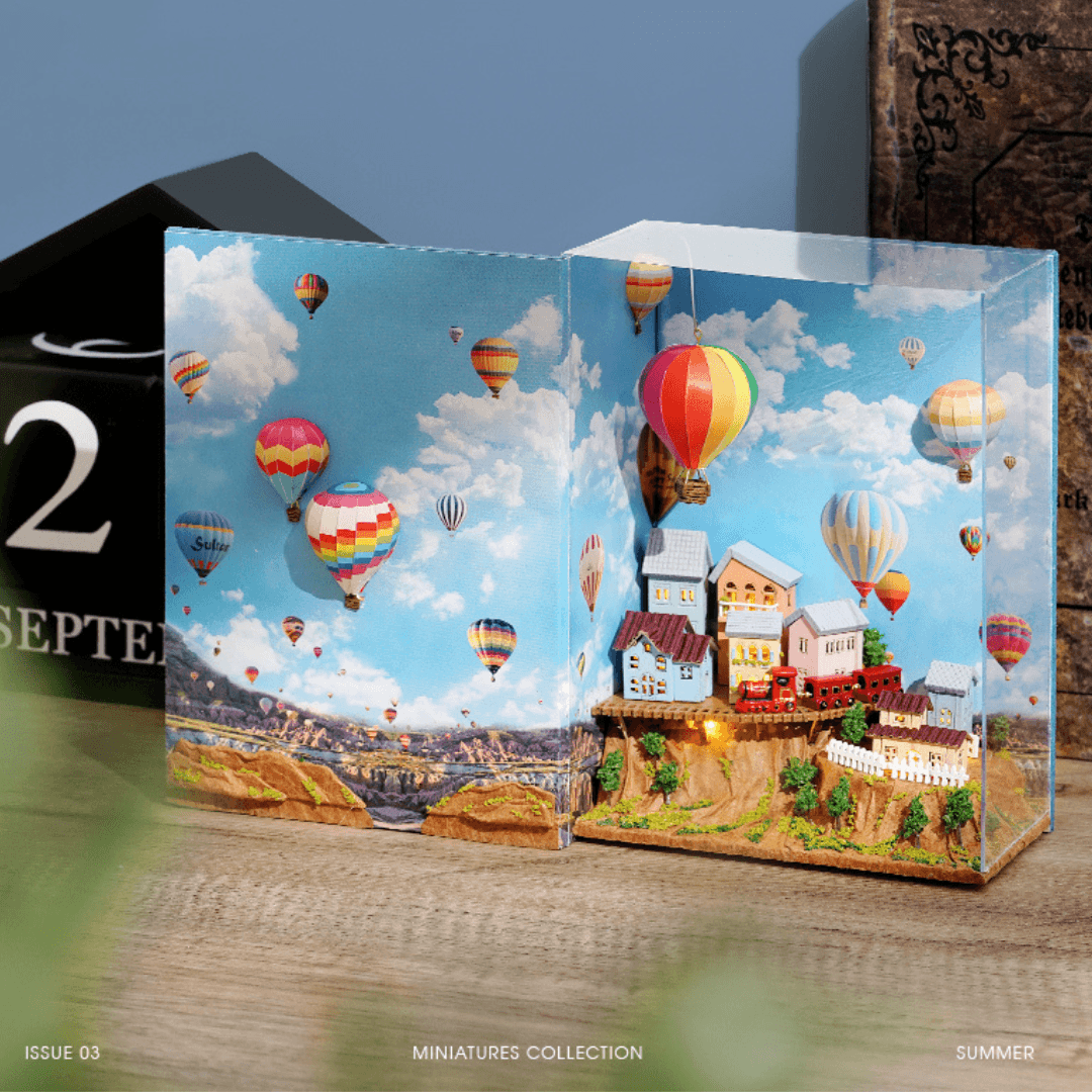 Hot Air Balloon & Journal of Venice Book Nook 3D Wooden Puzzle - DIYative™