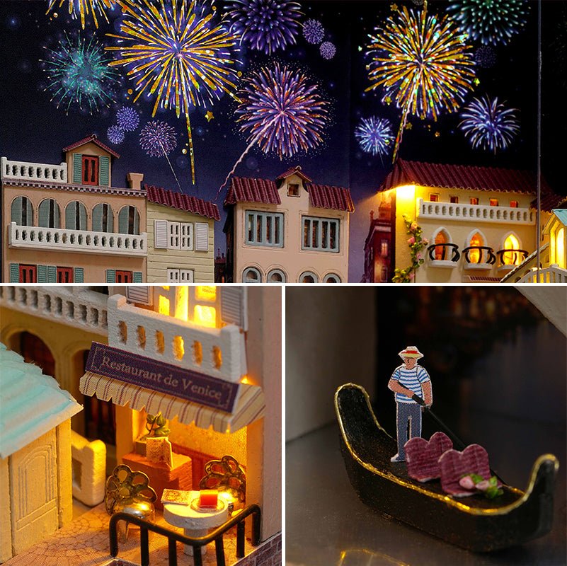 Hot Air Balloon & Journal of Venice Book Nook 3D Wooden Puzzle - DIYative™