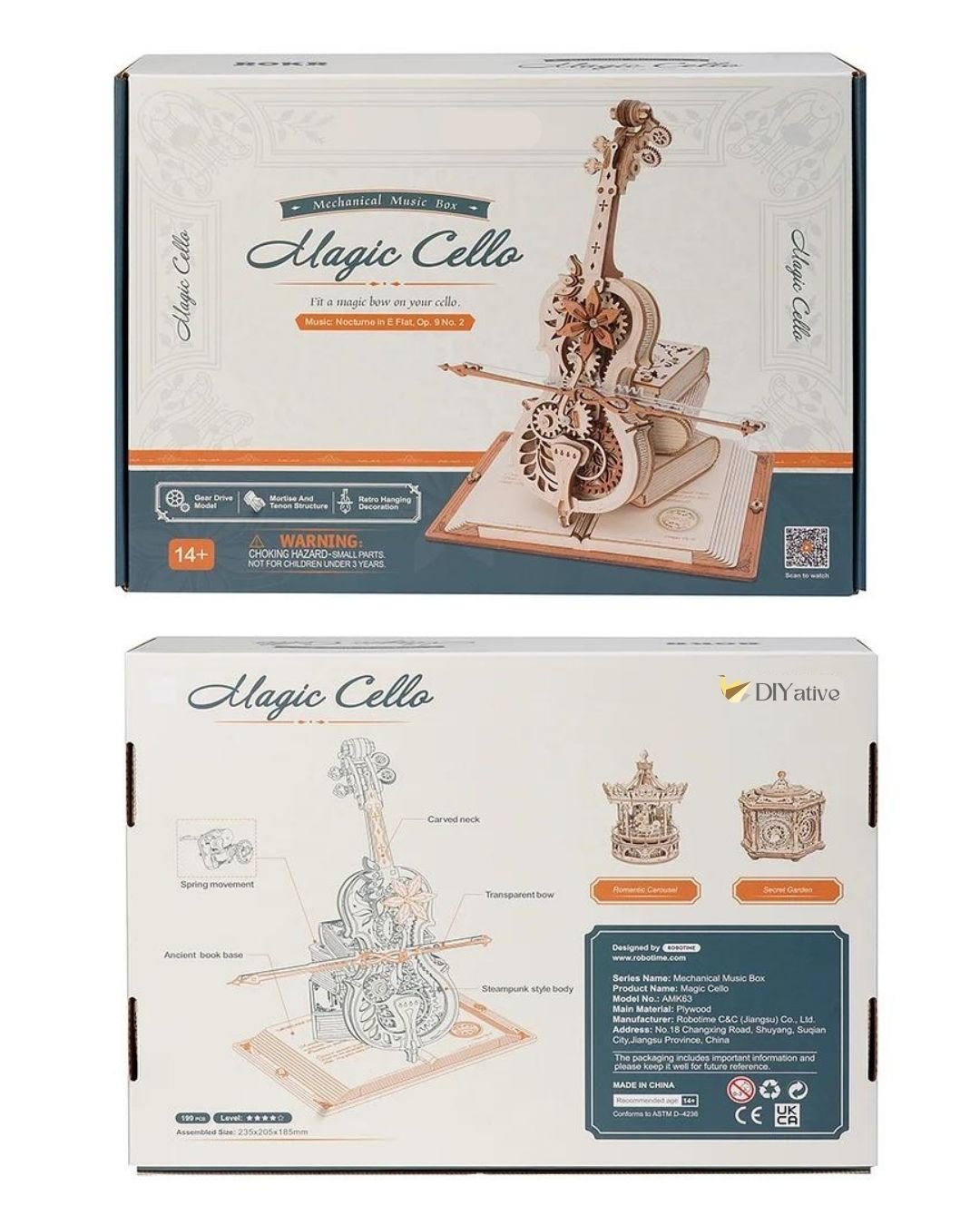 Magic Cello Mechanical Music Box 3D Wooden Puzzle - DIYative™