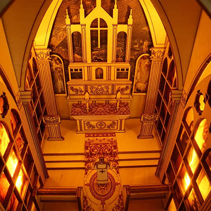 Prayer in Church Book Nook 3D Wooden Puzzle - DIYative™