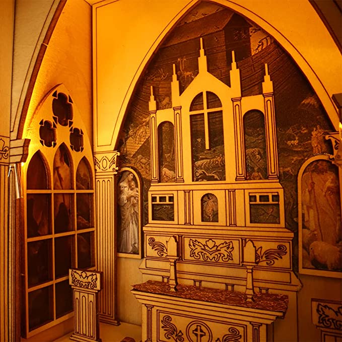 Prayer in Church Book Nook 3D Wooden Puzzle - DIYative™