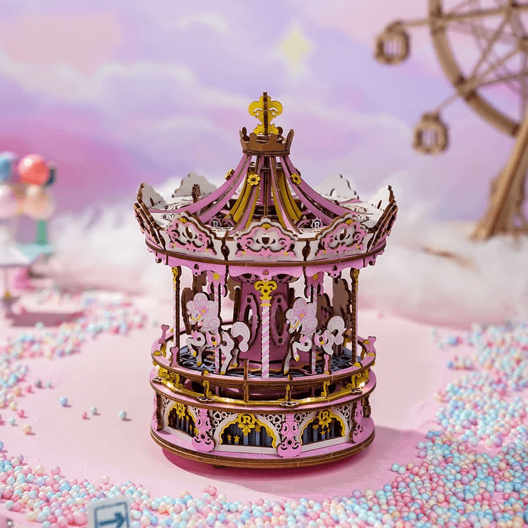 Romantic Carousel Mechanical Music Box 3D Wooden Puzzle - DIYative™