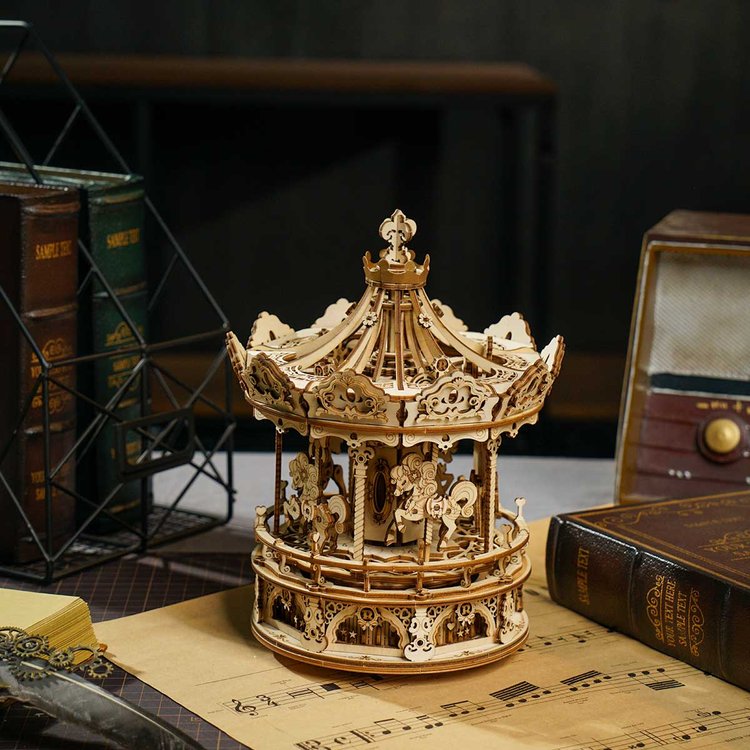 Romantic Carousel Mechanical Music Box 3D Wooden Puzzle - DIYative™