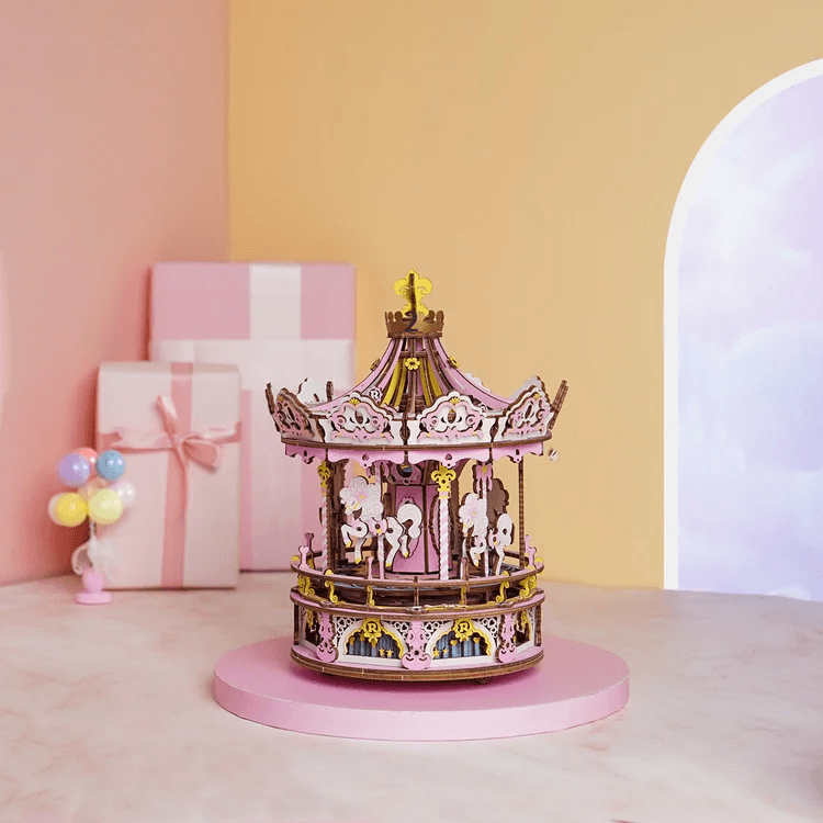 Romantic Carousel Mechanical Music Box 3D Wooden Puzzle - DIYative™