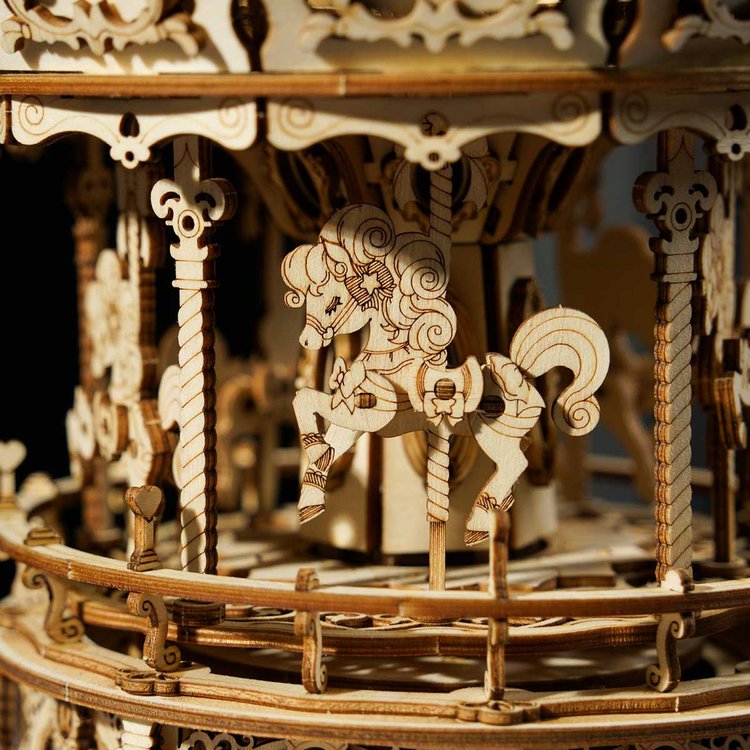 Romantic Carousel Mechanical Music Box 3D Wooden Puzzle - DIYative™