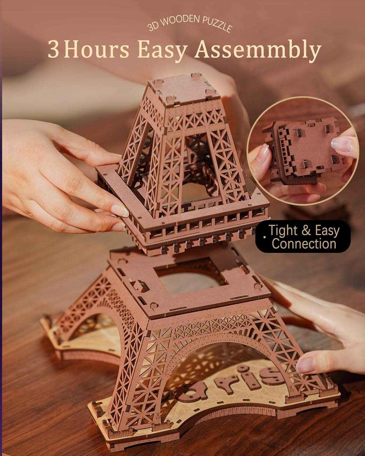 Starry Eiffel Tower 3D Wooden Puzzle - DIYative™