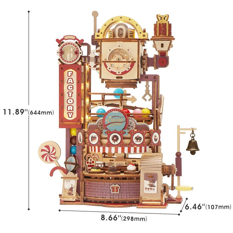 Steampunk Chocolate Factory Marble Run Wooden Puzzle - DIYative™