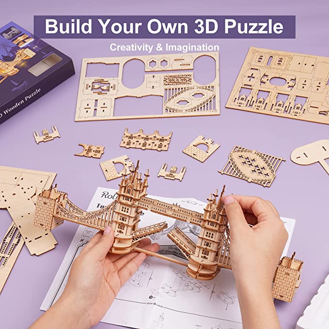Tower Bridge with Lights 3D Wooden Puzzle - DIYative™
