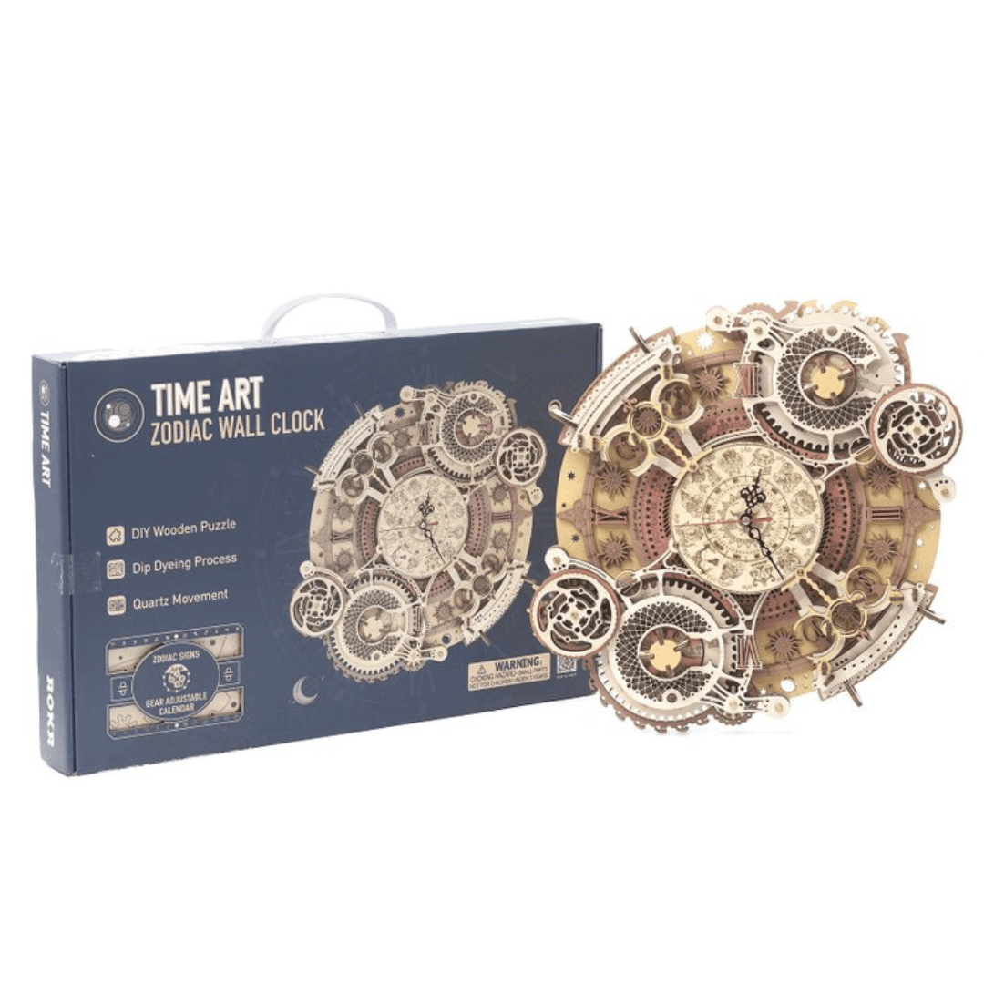 Zodiac Wall Clock Mechanical Time Art Engine 3D Wooden Puzzle - DIYative™