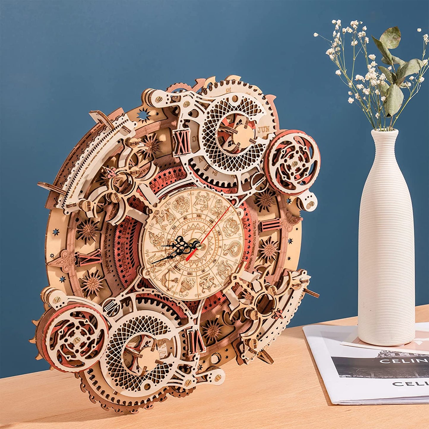 Zodiac Wall Clock Mechanical Time Art Engine 3D Wooden Puzzle - DIYative™