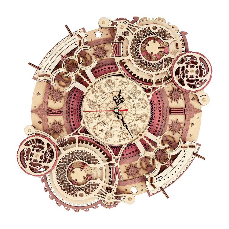 Zodiac Wall Clock Mechanical Time Art Engine 3D Wooden Puzzle - DIYative™