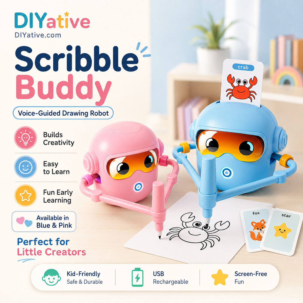 Scribble Buddy: The Voice-Guided Drawing Robot for Little Artists