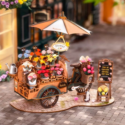 Flower Blossom Cart DIY Miniature 3D Puzzle Kit