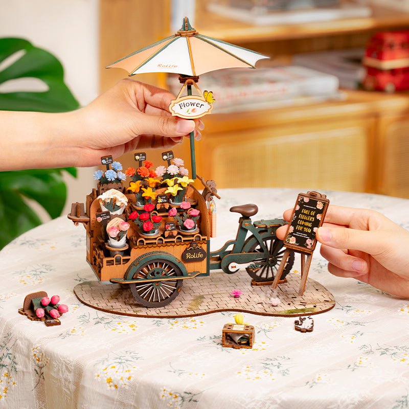 Flower Blossom Cart DIY Miniature 3D Puzzle Kit - DIYative™