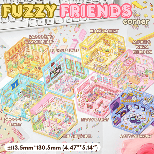 Fuzzy Friends Corner - Stick n’ Scene 3D DIY Scene Stickers Therapy - DIYative™