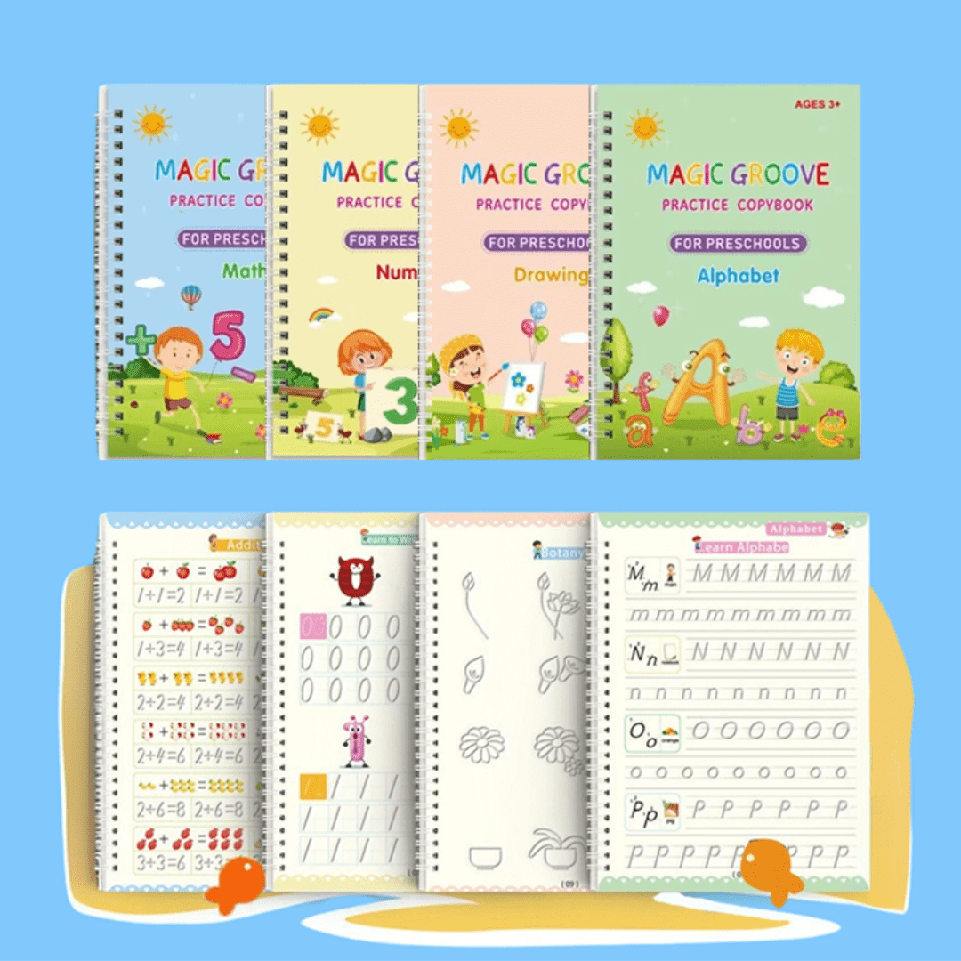 Magic Grooved Writing Practice MagicGroove Tracing Book: Reusable Handwriting Practice with Disappear ...