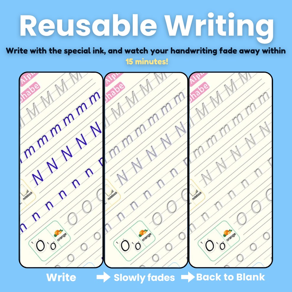 MagicGroove Tracing Book: Reusable Handwriting Practice with Disappear ...