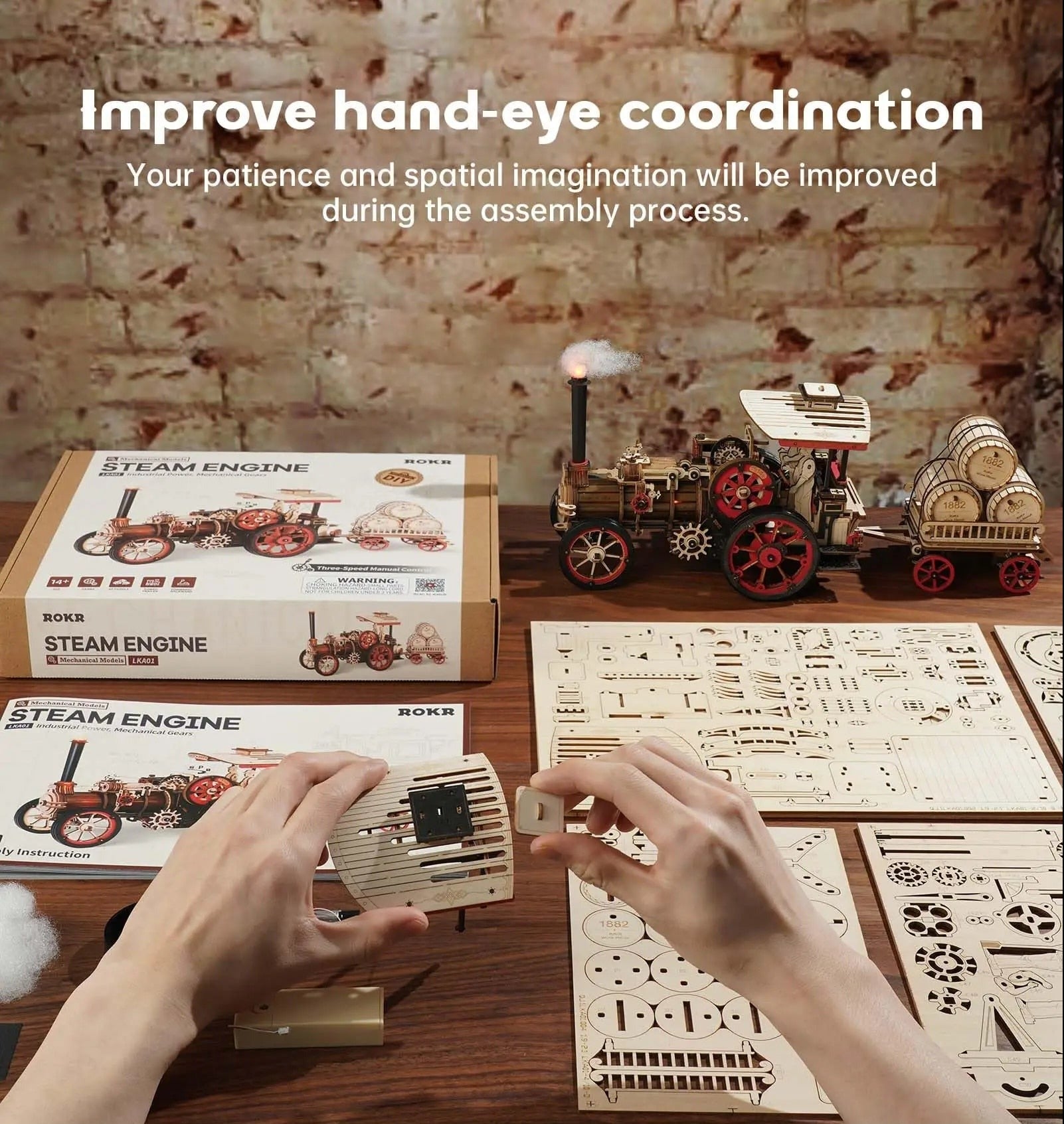 Mechanical Steam Engine 3D Wooden Puzzle – DIYative™